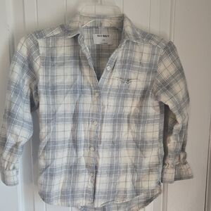 Old Navy Gray and Cream Plaid Button-Down Shirt